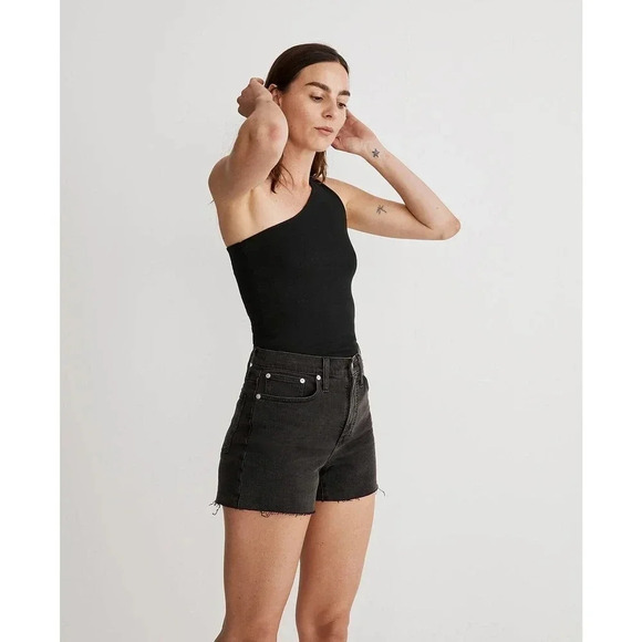 NWT Madewell High-Rise Denim Shorts - Cut-Off Black Denim Jean Shorts - Picture 1 of 8